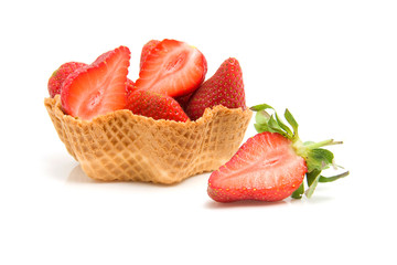 Strawberry dessert over white background