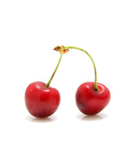 Fresh cherries over white background