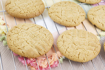 Homemade Peanut Butter Cookies Cooling