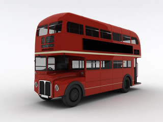 isolated red English autobus on white background