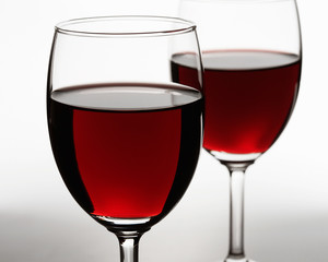 Two red wine glasses