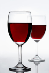 Two red wine glasses