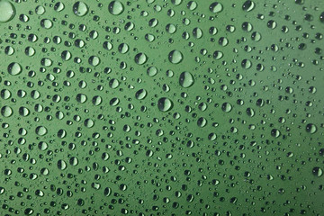 Water drops background, green