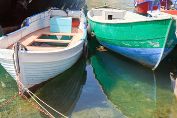 Wooden boats at pier