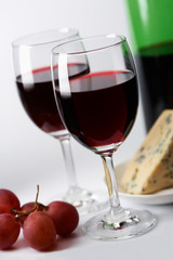 Cheese, grape and red wine