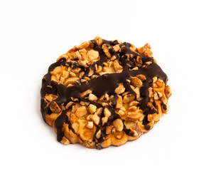 Cookies with nuts and chocolate glaze