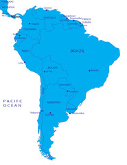 Fototapeta premium Political map of South America