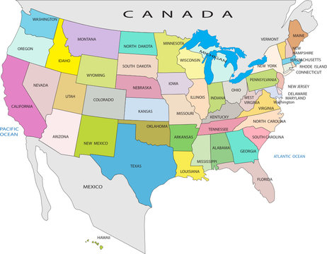 Political map of USA