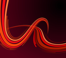 Abstract background with the bent lines in red colour