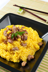 Saffron Risotto with Curry Pork