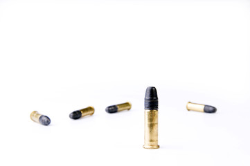 Bullets on the white surface