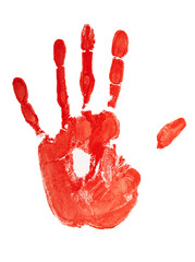 stamp of red colored hand