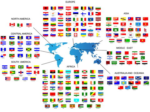 Vector Flags of all countries in by the region of the world
