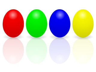 Quatre oeufs colorés