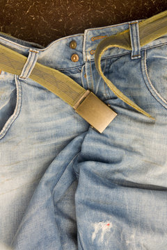 military belt and denim
