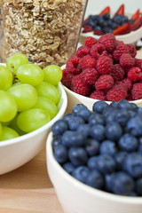 Healthy Breakfast Blueberries, Raspberries, Strawberries, Grapes