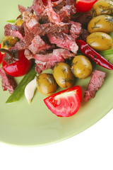 roast beef meat on green dish