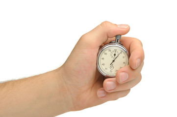 Man's hand with a stopwatch