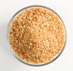 Cane sugar in a glass bowl