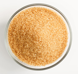 Cane sugar in a glass bowl