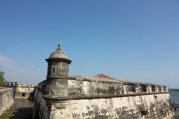 Fototapeta na wymiar Colonial Wall Cartagena de Indias. Kolumbia