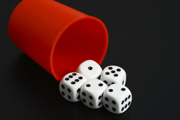 dice on the black background