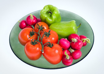Tomatoes, paprika and radishes