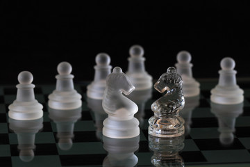 Power of Chess - crystal chess on black background