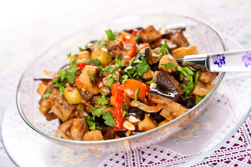 Vegetable salad with eggplants