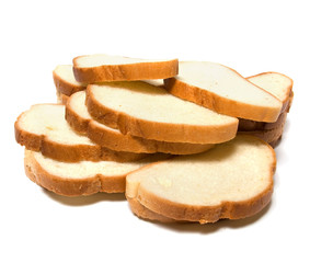sliced baguette isolated on white