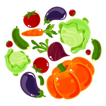 Set of vegetables on a white background