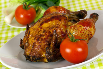 Hähnchen , gebraten,mariniert mit Ketchup -Kruste