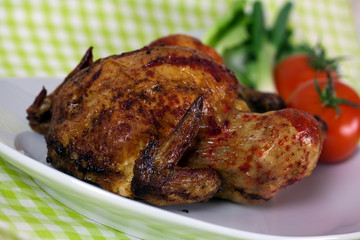 Hähnchen , gebraten,mariniert mit Ketchup -Kruste