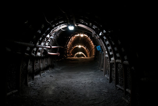 Dark tunnel in coal mine