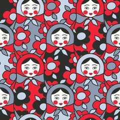 Matryoshka dolls - seamless pattern of Russian  nesting dolls