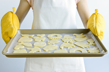 Baking sheet with cookies - obrazy, fototapety, plakaty