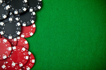 Casino gambling chips with copy space