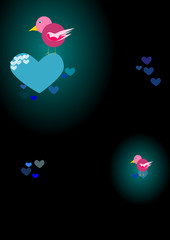 pollitos posados en corazones