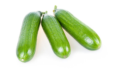 Three Ripe Green Cucumbers Isolated
