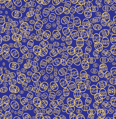 Seamless easter eggs on blue background, vector illustration