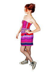 Young woman on white background