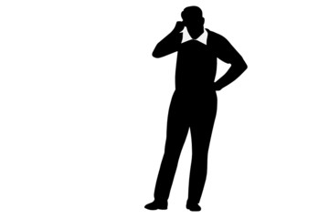 Vector illustration of businessman speaks by mobile phone
