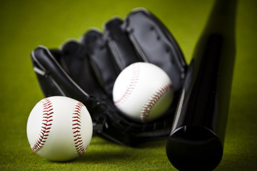 Leather glove with baseball