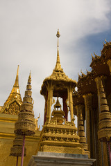 Fototapeta premium Grand Palace show temple roof and gold pagoda Bangkok Thailand