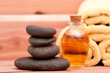Fototapeta na wymiar Aromatherapy oil and spa items