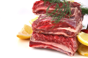 rib's close up over white