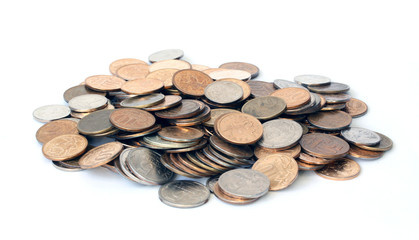 Coins on a white background
