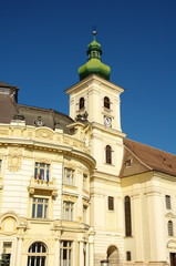 Fototapeta na wymiar Holy Trinity Catholic church tower from Sibiu