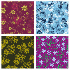 seamless floral backgrounds set