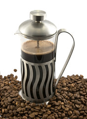 French press with coffee